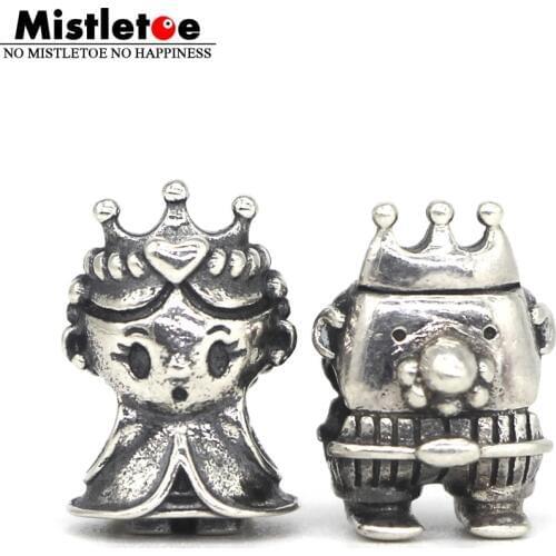 Mistletoe 925 Sterling Silver King & Queen Charm Bead European Jewelry