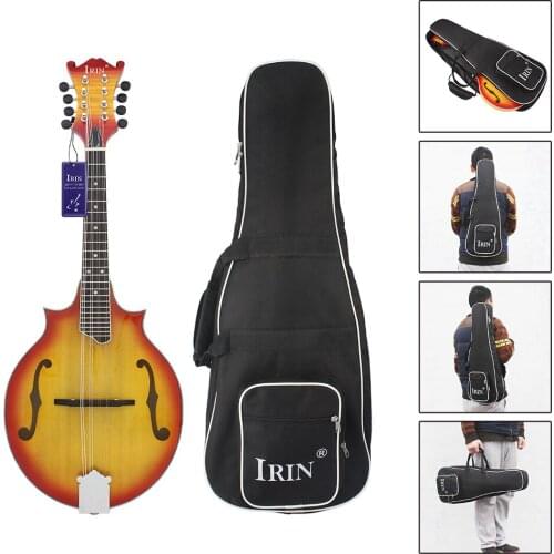IRIN Black Straps Design Style Mandolin Backpack Oxford Fabric Large Size Durable Washable Fashional Bag