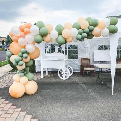 DIY Retro Green Skin Apricot Balloons Garland Arch Bean Green Globos 1St Birthday Wedding Decorations Baby Shower Supplies