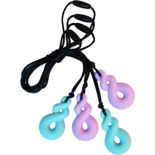 2PCS Silicone Teething Necklace 8 Shaped Pendant Baby Teether Safe Food Grade Silicone Chewelry Autism Chew Tools