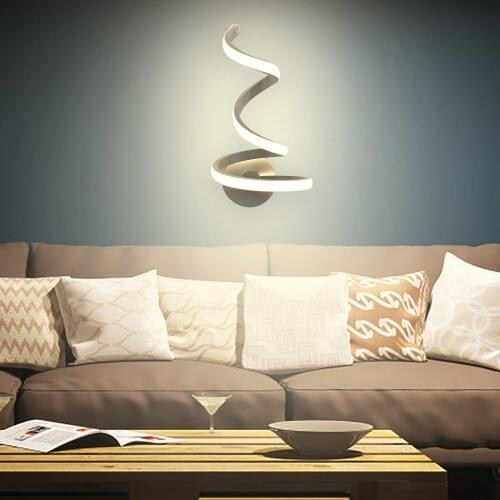 Modern Spiral Led Wall Lamps White Aluminium Sconces Living Room Bedroom Bedside Metal Wall Mount Light Remote Control G3