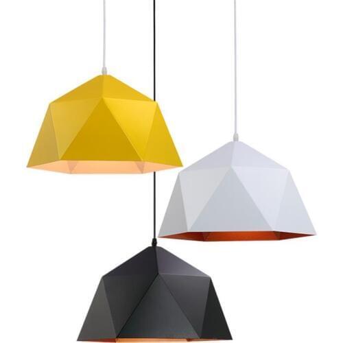 Modern minimalist iron diamond Nordic American bar personality single head restaurant creative LOFT retro geometric pendant lamp
