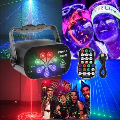 LED UV DJ Stage Lights 60/120Patterns Disco Stage Laser Projector USB Rechargeable/Powered for Wedding KTV Prom Birthday Party