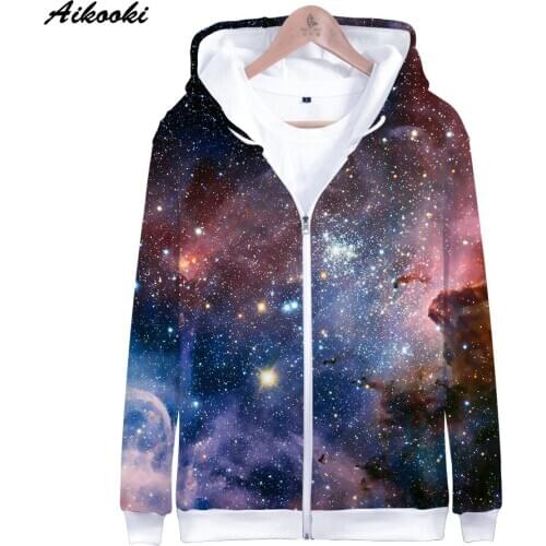 3D Starry Sky Zipper Hoodies Space Galaxy Fashion Print Hoodies Men Women Hoodie Harajuku Popular Colorful Zipper Pullovers