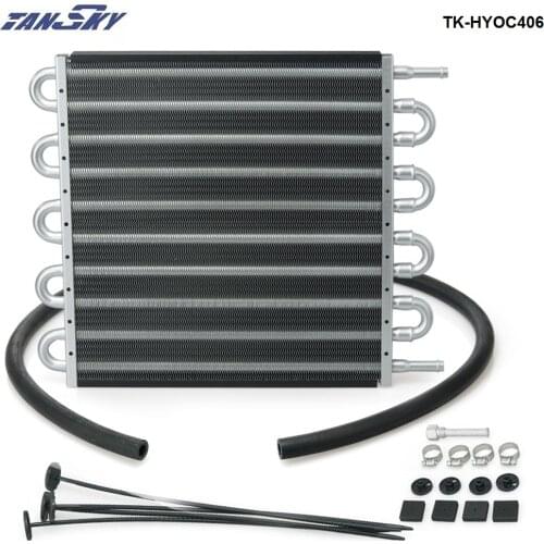Universal 10 Row Aluminum Remote Transmission Oil Cooler Auto-Manual Radiator Kit TK-HYOC406