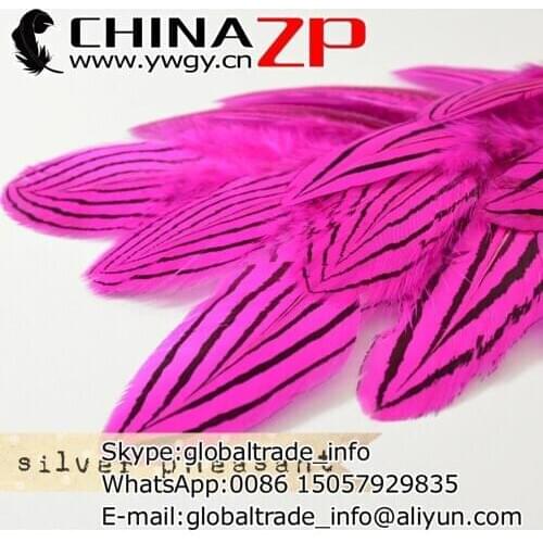 Leading Supplier CHINAZP Factory 2000pcs/lot 8~10cm Length Best Quality Dyed Hot Pink Silver Pheasant Plumages Feathers