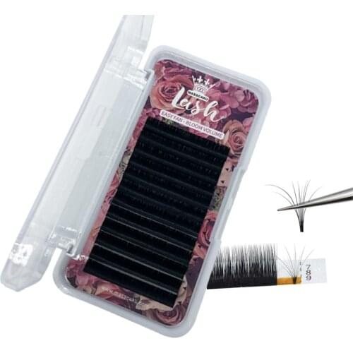 High Quality private label light weight blooming fan extensions 0.05/0.07 Eyelash Extension Tray easy to make fan Lash Extension