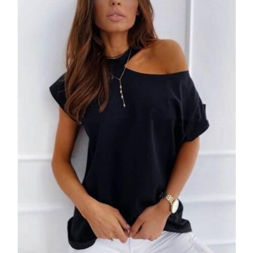 Woman Tshirts Summer Sexy Tops White Off Shoulder Top Plus Fashion Oversized Tshirt Ruffles Solid Halter Petal Sleeve Clothing