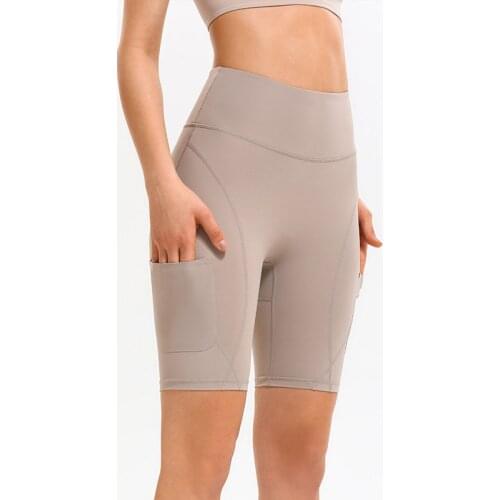 No Camel Toe Women High Waist Yoga Short Side Pocket Workout Tummy Control Bike Shorts Running Gym Spandex Leggings