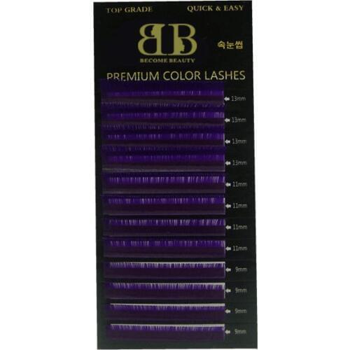 0.07/0.10/0.15 Super quality mixed length tray lash purple colors for eyelash extensions BECOME BEAUTY lashes free shipping