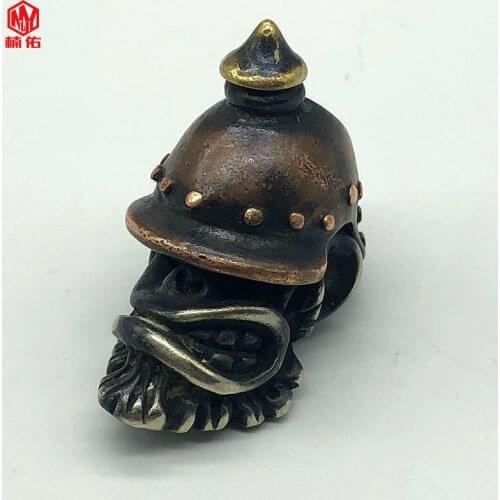 1PC Horn Helmet Warrior Retro Brass Copper EDC Paracord Beads Lanyard Pendants Knife Beads Umbrella Rope Cord Beads Pendants