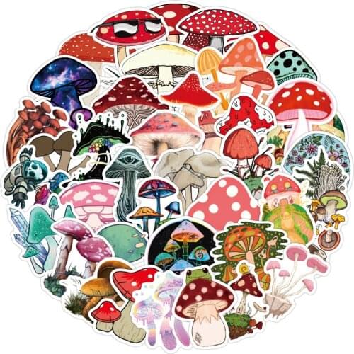 10/50pcs Mushroom Stickers Diy Color Watercolor Hand-painted Scrapbook Album Notebook Diary Card Decoration Stickers Decal