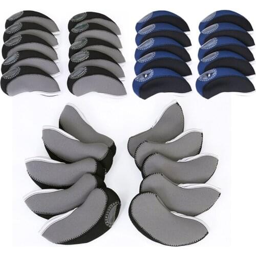 10pcs Black Neoprene Golf Club Head Protective Headcover Club-Making Products PortableTwo-tone Cue Cap Cover