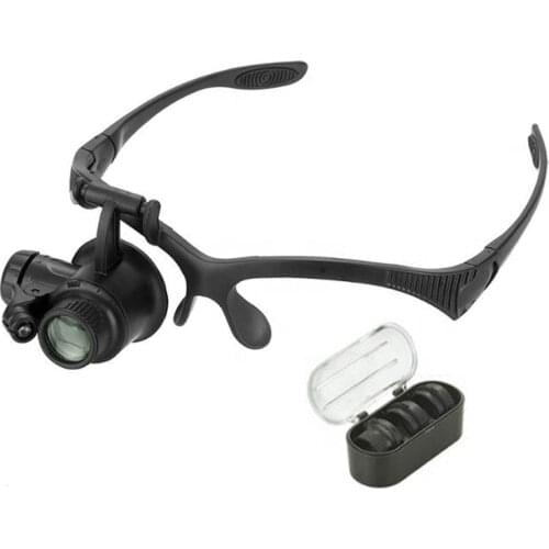 10X,15X,20X,25X Monocular Eyeglass Magnifying Glass with LED Light Bracket and Headband