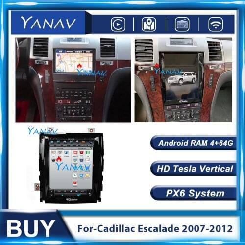 2 Din Android Tesla Vertical Car Radio Stereo Multimedia Receiver For-Cadillac Escalade 2007-2012 Auto GPS Navigation DVD Player