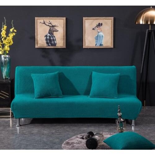3 Sizes Polar Fleece Fabric Armless Sofa Bed Cover Sofa Slipcovers Stretch Covers Couch Protector Elastic Bench Futon Cover