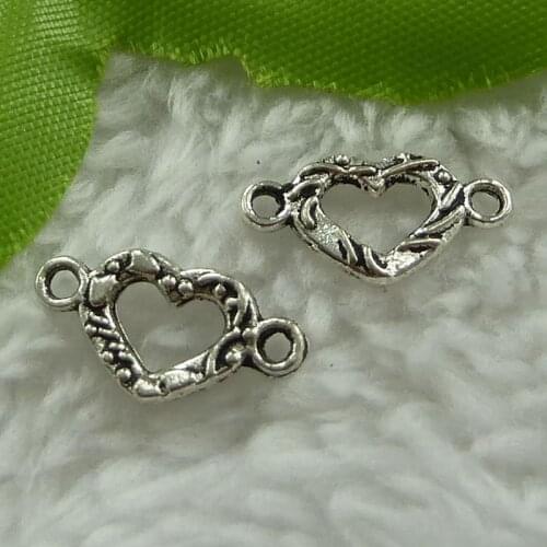 720 pieces antique silver heart connectors 16x9mm #2718