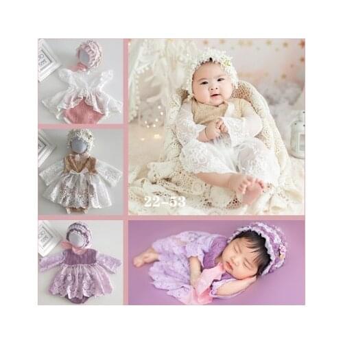 Newborn Lace Romper Photography Props Accessories Infant Bebe Girls Floral Lace Top Photo Props Clothes Infant Girls Shoot