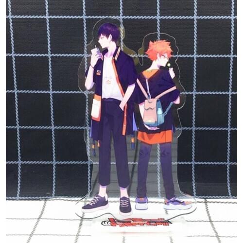 Anime Haikyuu Hinata Kageyama Tsukishima Sugawara Family Stand Action Figure PVC Model Plate Holder Topper Karasuno Toys Gifts