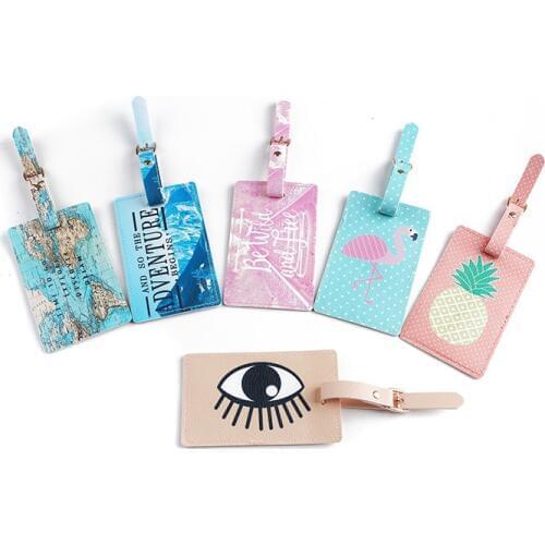 Luggage Tag Travel Accessories Cartoon Animal Flamingo PU Leather Suitcase ID Address Holder Baggage Boarding Tag Portable Label