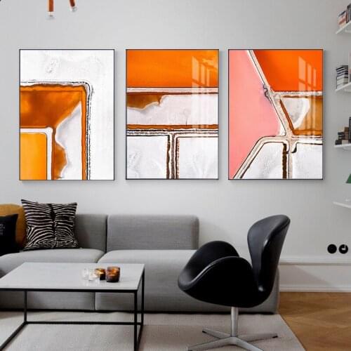 Frameless Abstract Geometric Porch Mural Triptych Nordic Living Room Sofa Decoration Paintings Modern Minimalist Corridor Art