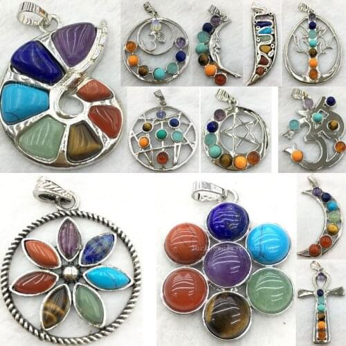 Free Shipping Fashion Jewelry Mulitcolor Stone Women Men Pendant bead WFH491