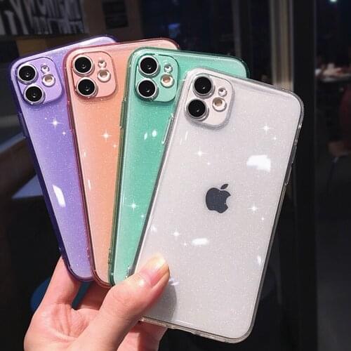 Glitter Bling Sparkly Clear Soft TPU Silicone Case For iPhone SE 7 8 6 6s Plus Cases For iPhone 12 11 Pro X XR XS MAX Cover
