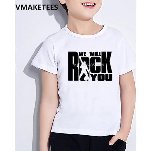 Kids Summer Short Sleeve Girls & Boys T shirt Children We Will Rock You Queen Print T-shirt Hip Hop Casual Baby Clothes,HKP955