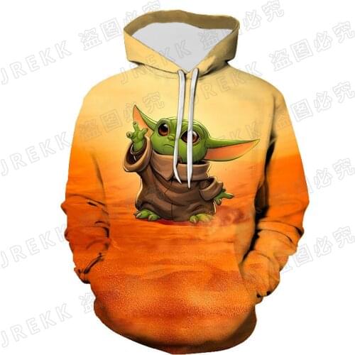 2021 New Funny Baby Yoda Hoodies Men Women Children 3D Print Sweatshirt Pullover Boy Girl Kids Streetwear Jacket Cool Clothing
