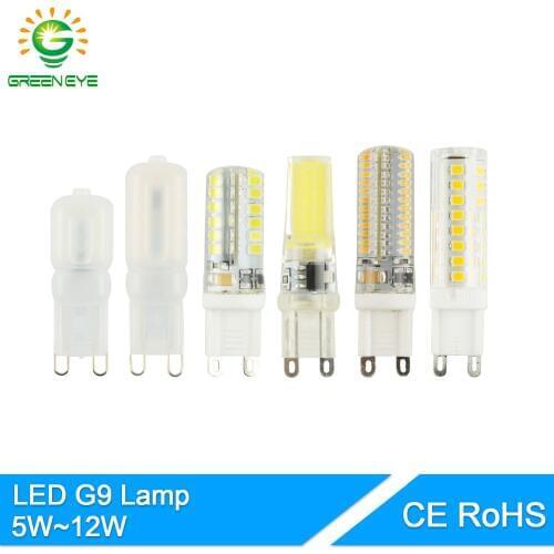 GreenEye LED G9 5W~12W Dimmable Multi-style 220V 7W 9W 10W LED Bulbe G9 Light Replace Halogen Lamp Crystal Ceramics COB Lampara