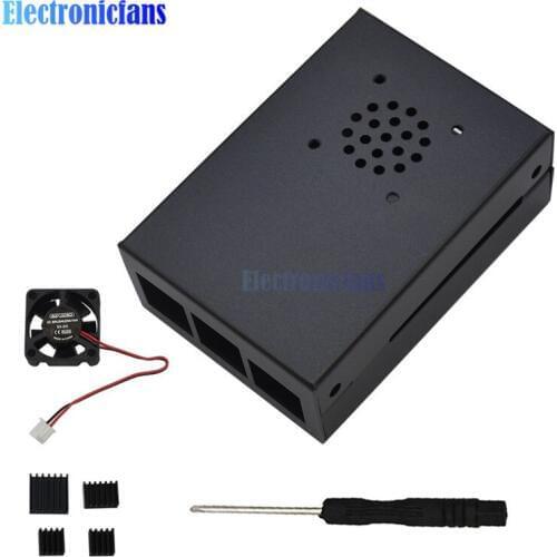 For Raspberry Pi 4 Metal V1 Shell Protective Box Aluminum Alloy Case Cooling Fan Heatsinks w/ Screwdrive Fit For Raspberry Pi 4
