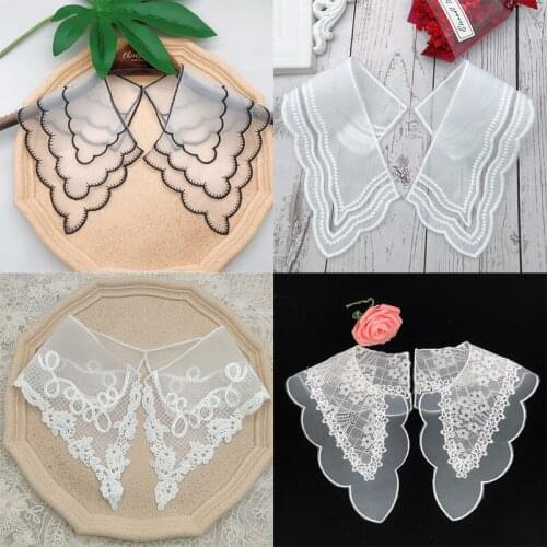 Elegant flower White Organza lace fabric Embroidered lace fabric sewing DIY craft trim Ribbon wedding dress cloth Accessory