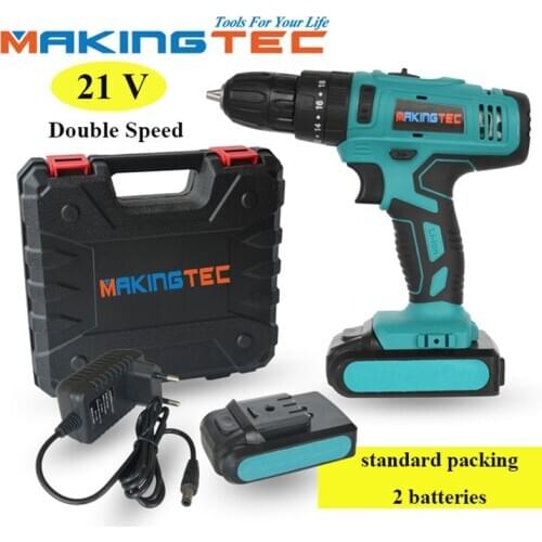 MAKINGTEC Electric Cordless Drill Screwdriver Double Speed Power Tools Lithium-Ion Battery Drill 21V Wireless Power Driver Tools