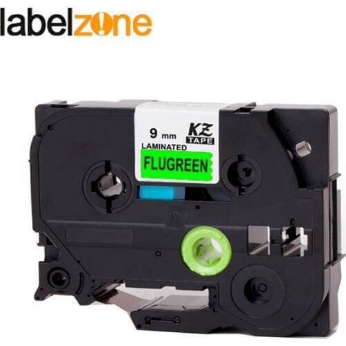 9mm Fluorescent Green tze-D21 Compatible Brother p-touch printers tze label Tape laminated ribbon tz-D21 tze tape for ptouch