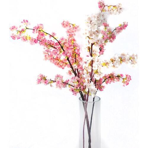 Decorative Artificial Flowers Silk Cherry Blossom Wedding Decoration Sakura Fake Flowers Centerpieces Decor Peach Flower