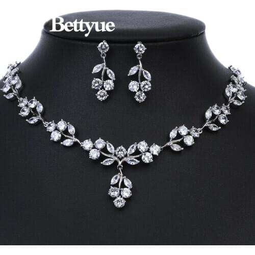Bettyue Brand Charm Cute AAA Cubic Zircon Cherry Shape White Gold Color Jewelry Sets For Woman Wedding Party Gifts