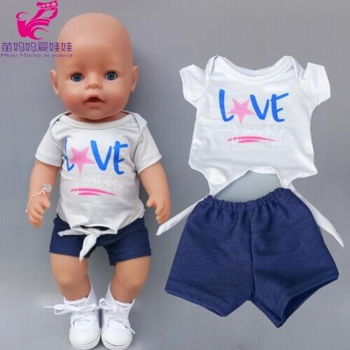 Doll summer white t-shirt for baby new born doll clothes 18 Inch American Generation girl Doll outwear