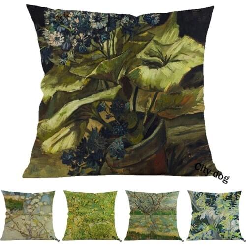 Cineraria Painting art Cotton and linen square 45*45cm pillow case Cushion cover Home sofa pillowcase Decor