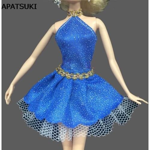 Blue New 1/6 Doll Clothes For Barbie Dollhouse Fashion Mini Dress Girls Suit 1:6 Doll Accessories Kids Toy