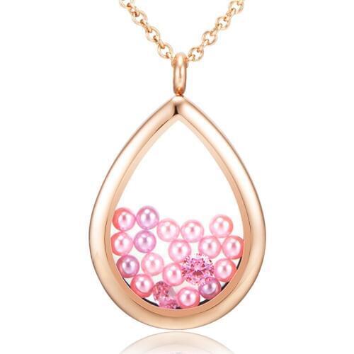 New 316 Stainless Steel Gold Rose Gold Water Drop Glass Memory Locket! Tear Drop Floating Locket