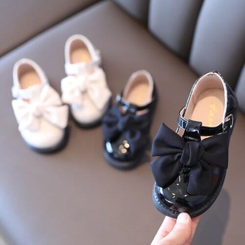 Spring Girls Shoes Patent Leather T Strap Shoes For Kids Casual Shoe Big Bow Princess Shoes Non-slip Baby Children Flats Sneaker