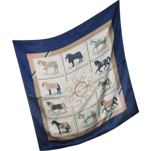 Summer Design Horse Luxury Brand Silk Scarf Square Scarves For Women Fashion Neckerchief Hair Hijabs Scarf Accessories 70*70cm