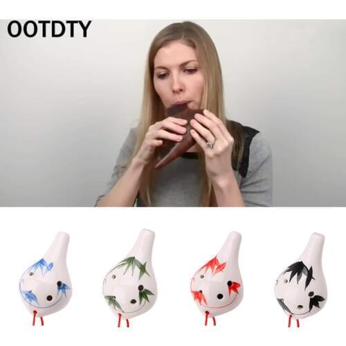 OOTDTY Professional 6 Hole Ocarina Ceramic Alto AC Key Flute Musical Instrument