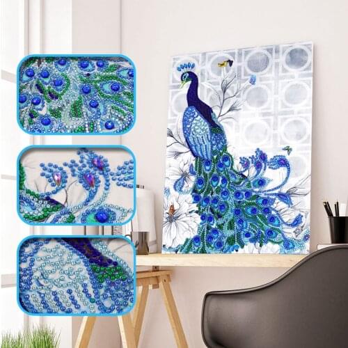 Peacock Animal Pattern Special Shaped Diamond Painting DIY 5D Partial Drill Cross Stitch Kits Crystal Rhinestone Embroidery Arts