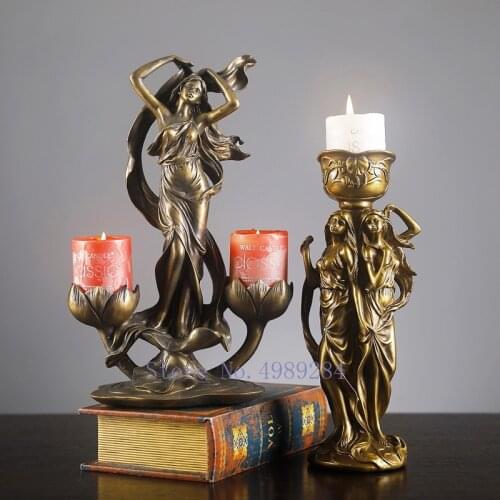Retro Resin Candlestick Candle Holder Character Sculpture Venus Goddess Aromatherapy Candle Holder Modern Home Decoration