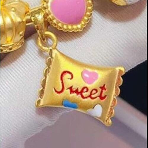 24K Yellow Gold Pendant 3D Yellow Gold Sweet candy Necklace Pendant Girl Gift P6208