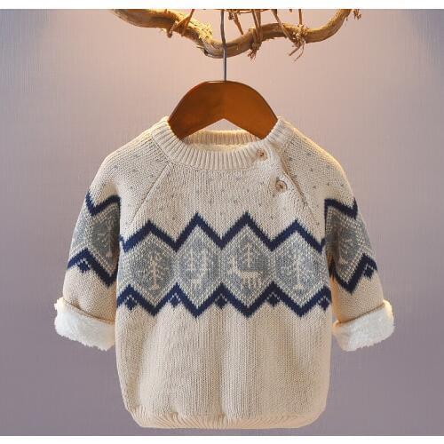 Drop Shipping Little Kids Velvet Thickened Knitted Sweaters Fall Winter Baby Clothing Pullovers Childrens Casual Knitwear B101