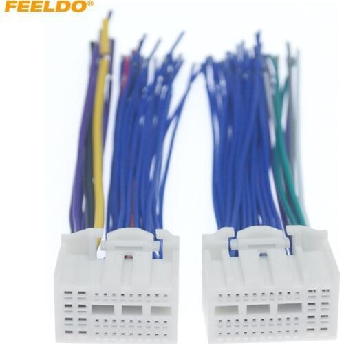 FEELDO 35Pin+38Pin Full Pin Pluging Car Stereo Wire Harness Adapter Connector Plug Into Radio For Hyundai Elantra/Mistra/Tucson