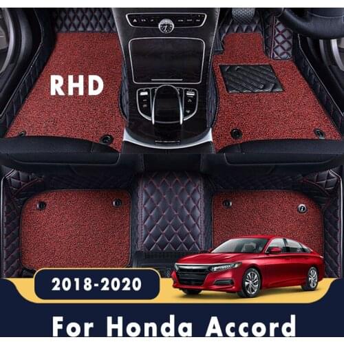 RHD Luxury Double Layer Wire Loop Carpets For Honda Accord 2020 2019 2018 Car Floor Mats Waterproof Decoration Interior Leather