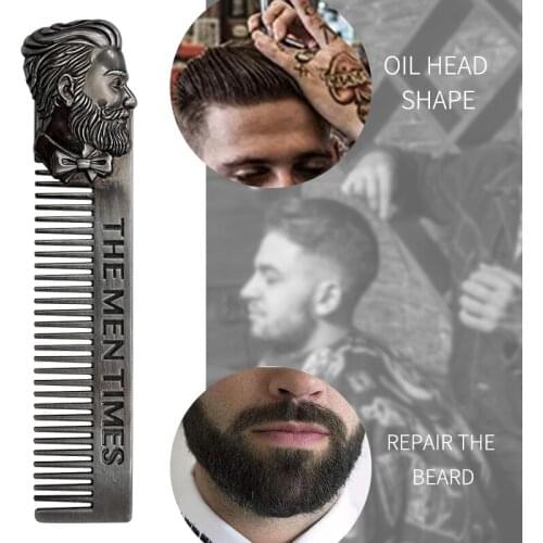 Cool Man Beard Styling Template Stainless Steel Beard Comb Mens Hair Beard Trim Tool